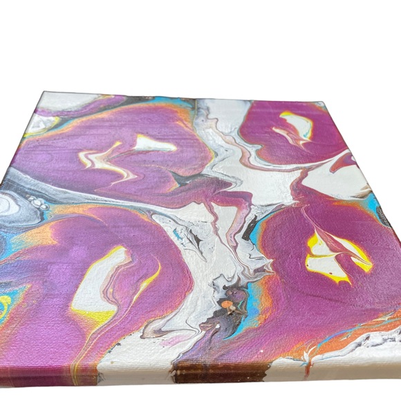 Set of two acrylic shimmer abstract canvas set paint pouring - Picture 8 of 8